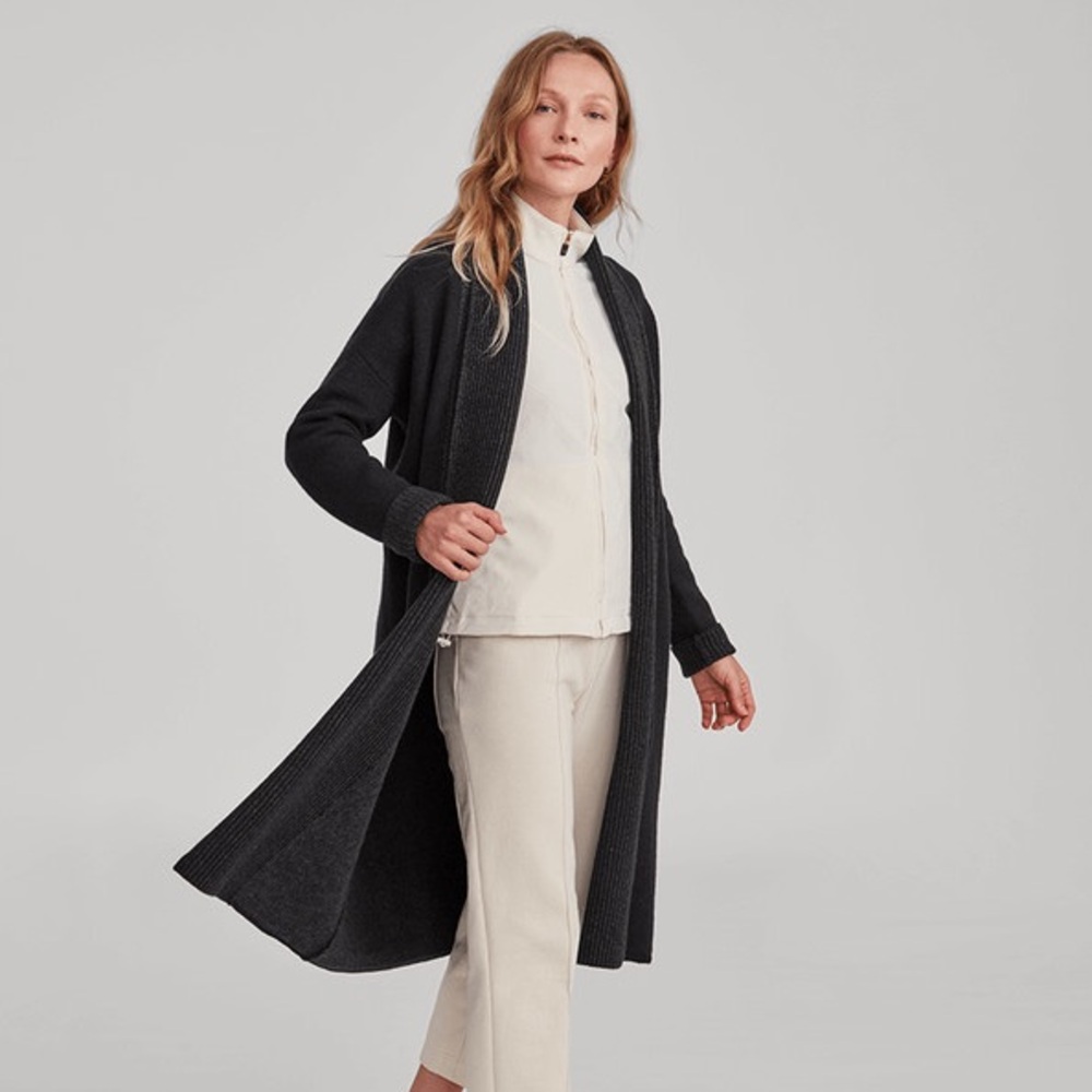 Allbirds The Long Cardigan 100% Merino Wool Black Sweater Size Small